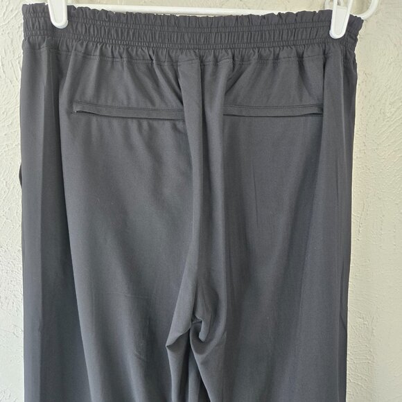 Athleta Brooklyn Wide Leg Crop Pants 10 Black Athletic Relaxed Pull On Palazzo - Picture 7 of 14